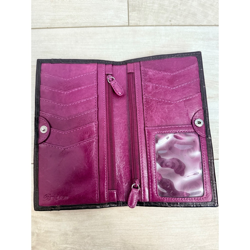 Brighton Black Croc Embossed Leather Wallet With Silver Buckle - Picture 3 of 10